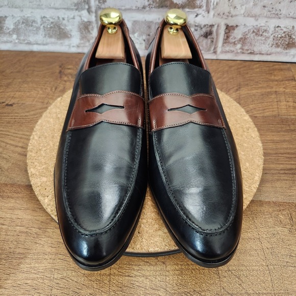 Donald J. Pliner Two Tone Penny Loafers mens Black/ Brown size 13 - Picture 2 of 16